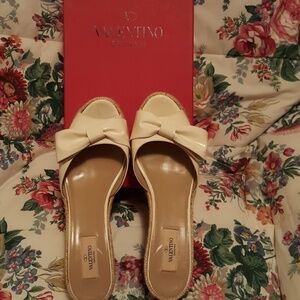 Valentino Garavani Cream Wedges with Bow